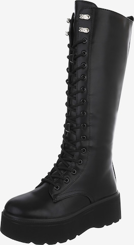 Ital-Design Lace-Up Boots in Black: front