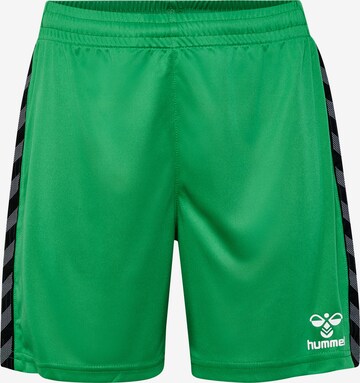 Hummel Regular Workout Pants in Green: front