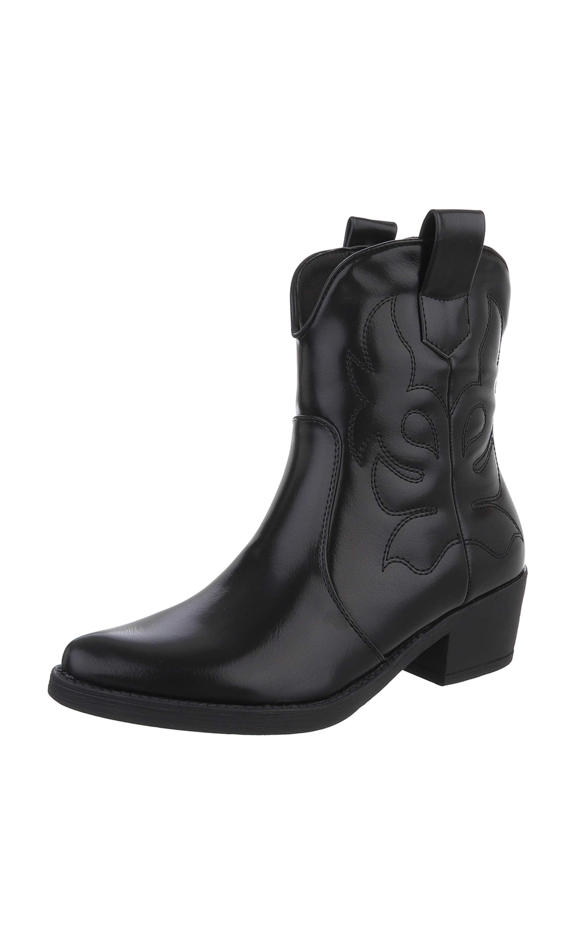 Ital-Design Cowboy Boots in Black: front