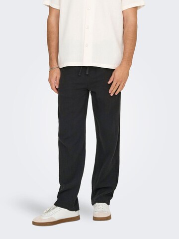 Only & Sons Loose fit Trousers 'ONSSinus' in Black: front