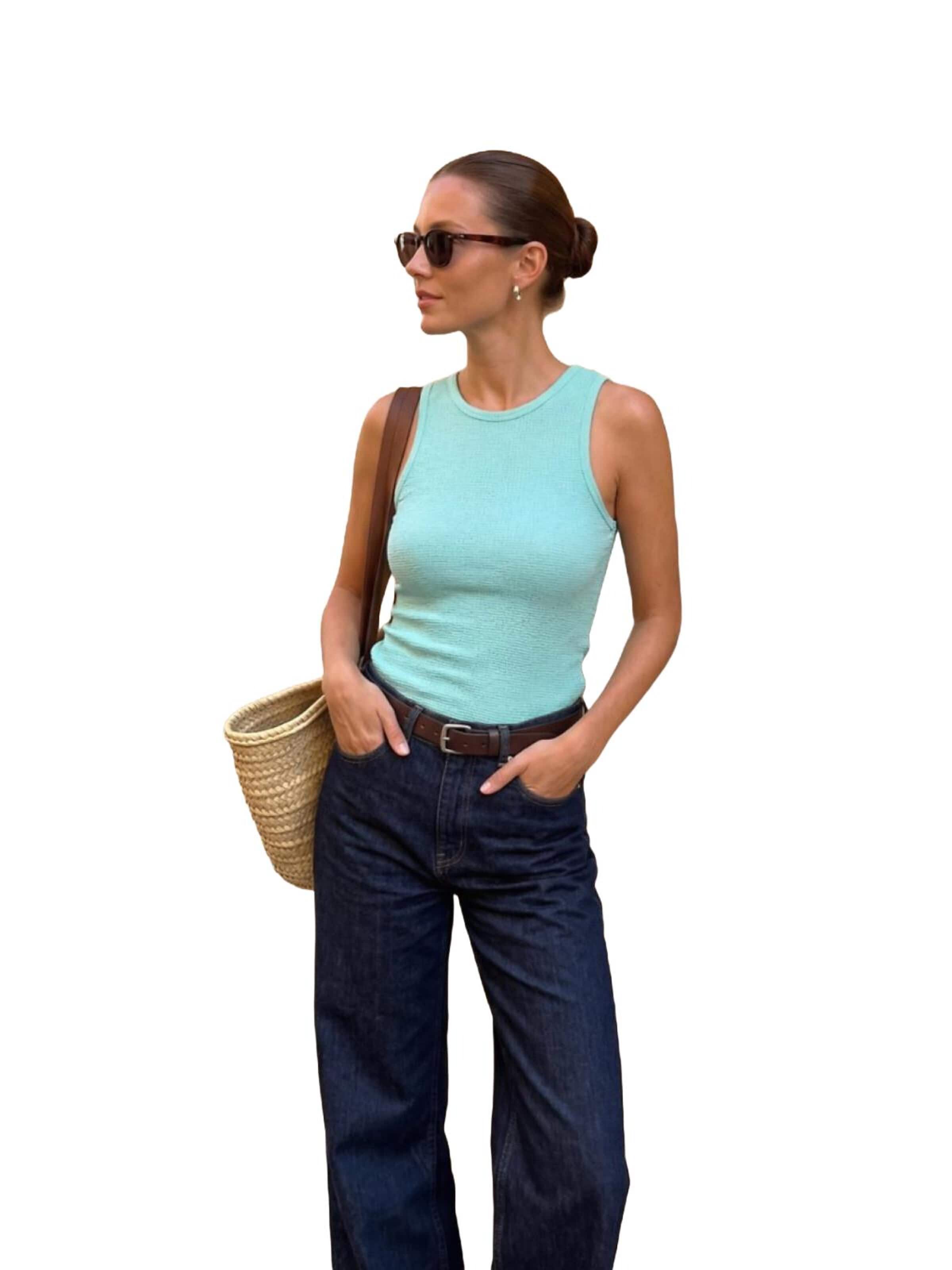 LTB Jeans Top 'LTB Jeans Damen-Tanktop in schmaler Passform' in Blauw: voorkant
