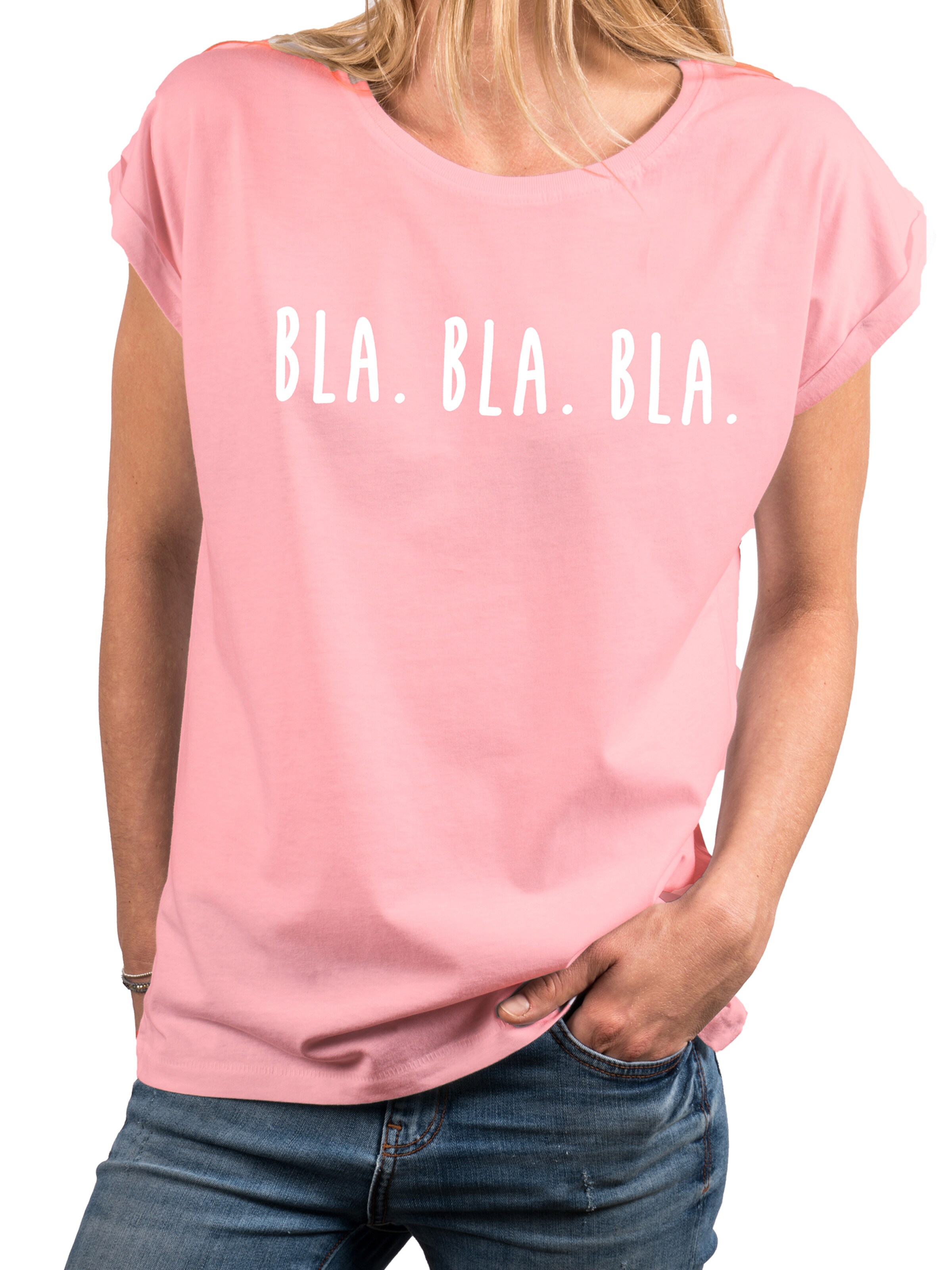 MAKAYA Shirt 'Bla Bla Bla' in Pink