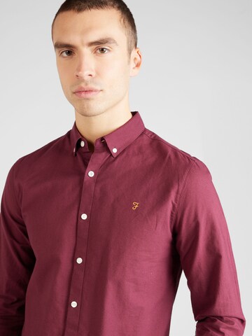 FARAH - Ajuste estrecho Camisa 'BREWER' en rojo