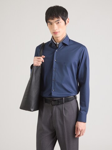 Michael Kors Slim fit Overhemd in Blauw: voorkant