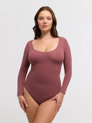Body modellante 'Longsleeve Sculpting Bodysuit with String' di cfab in lilla