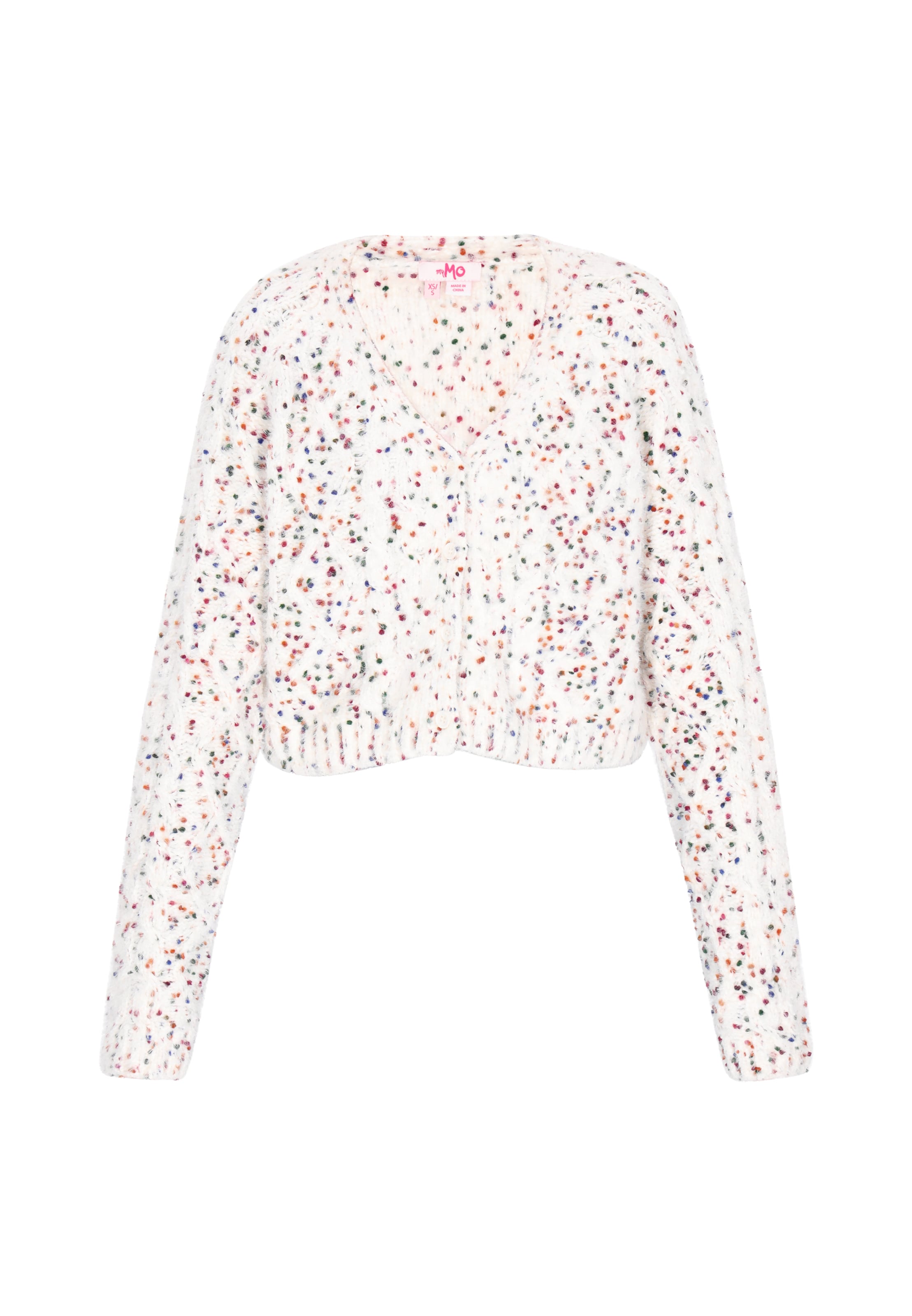 Geacă tricotată de la MYMO pe alb: față