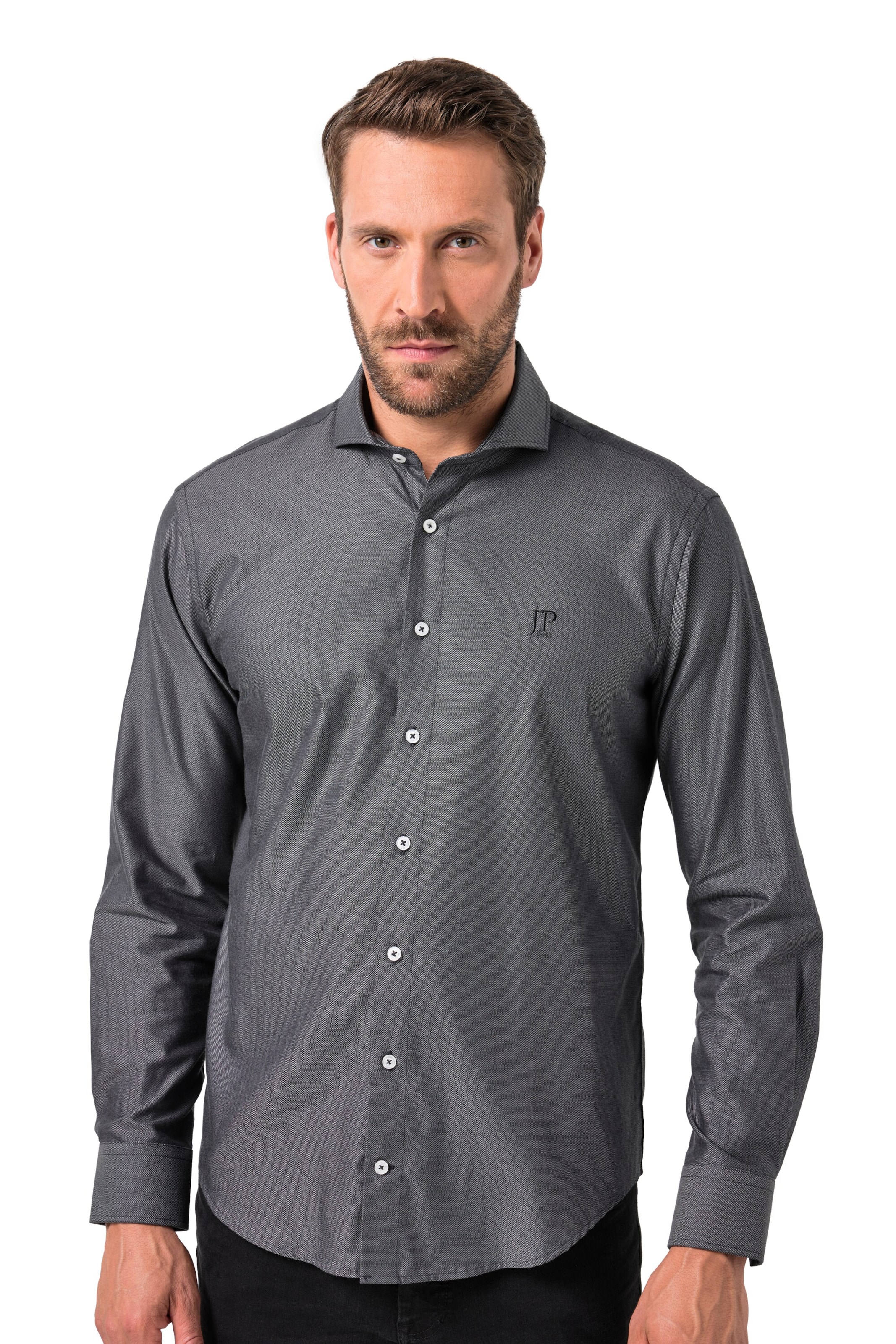 JP1880 Regular Fit Hemd in Grau: Vorderseite