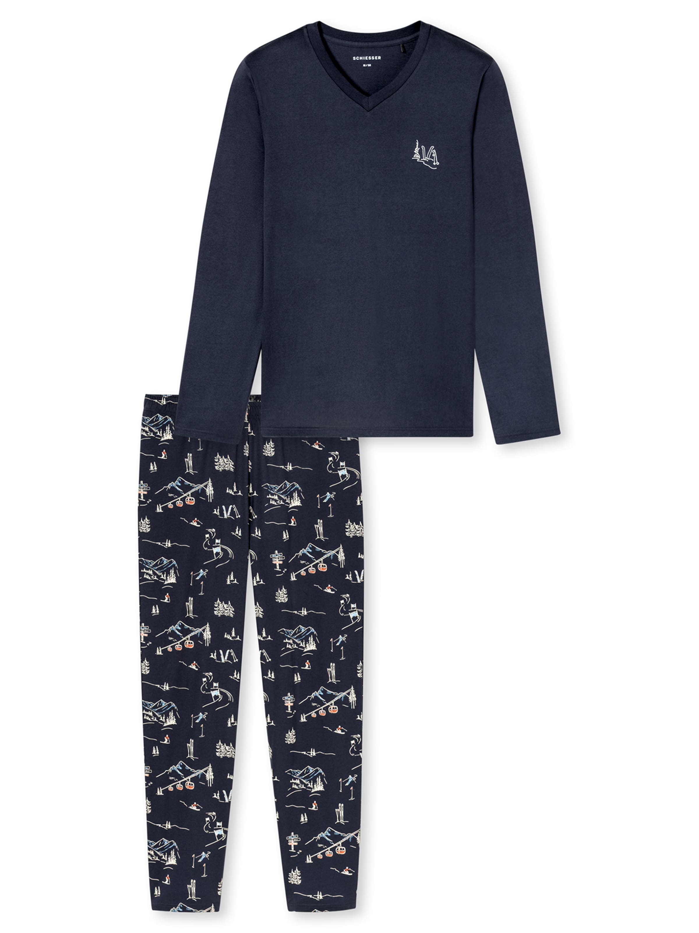 Pyjama long ' Family ' SCHIESSER en bleu : devant