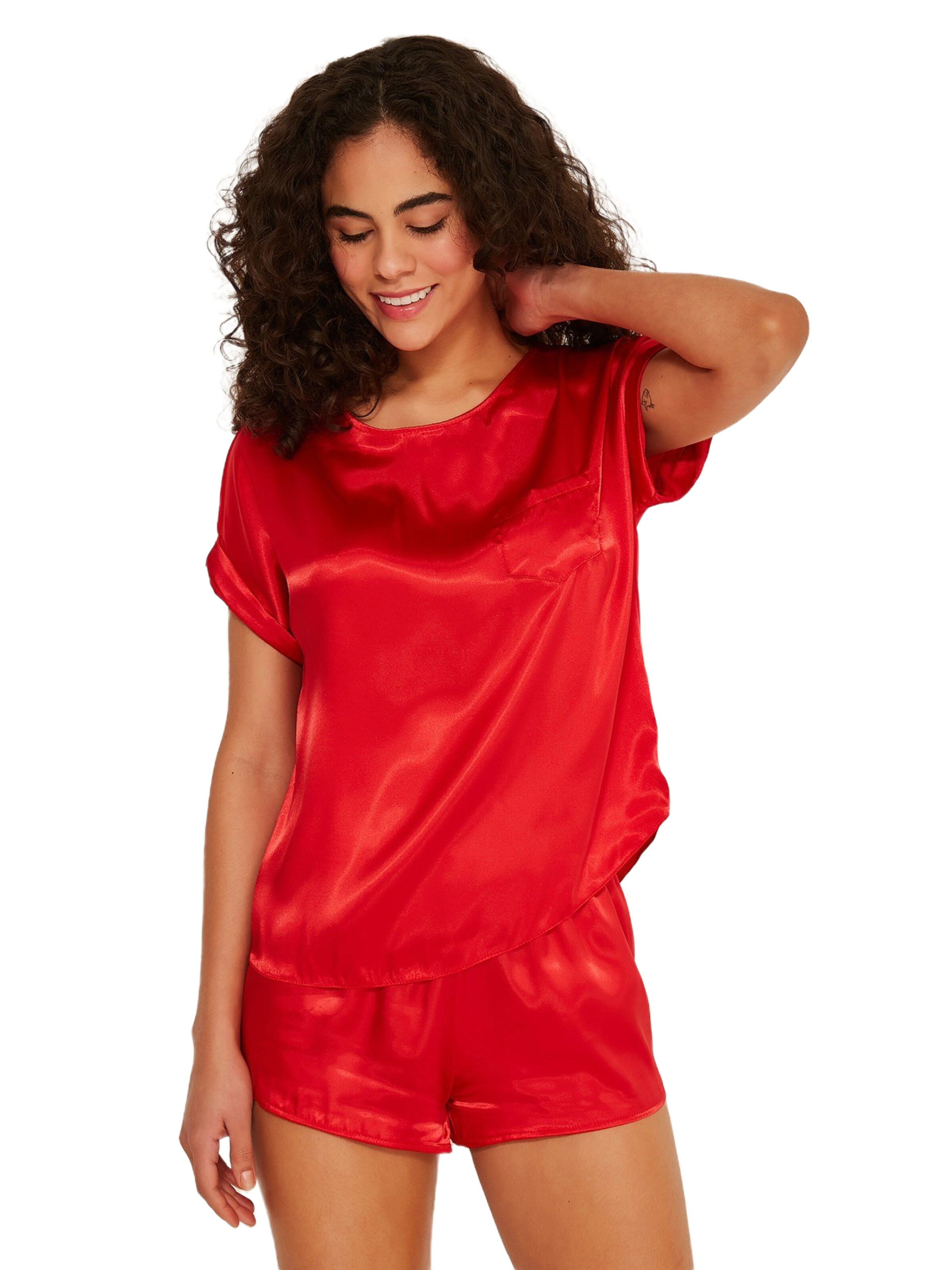 C&City Korte pyjama in Rood: voorkant