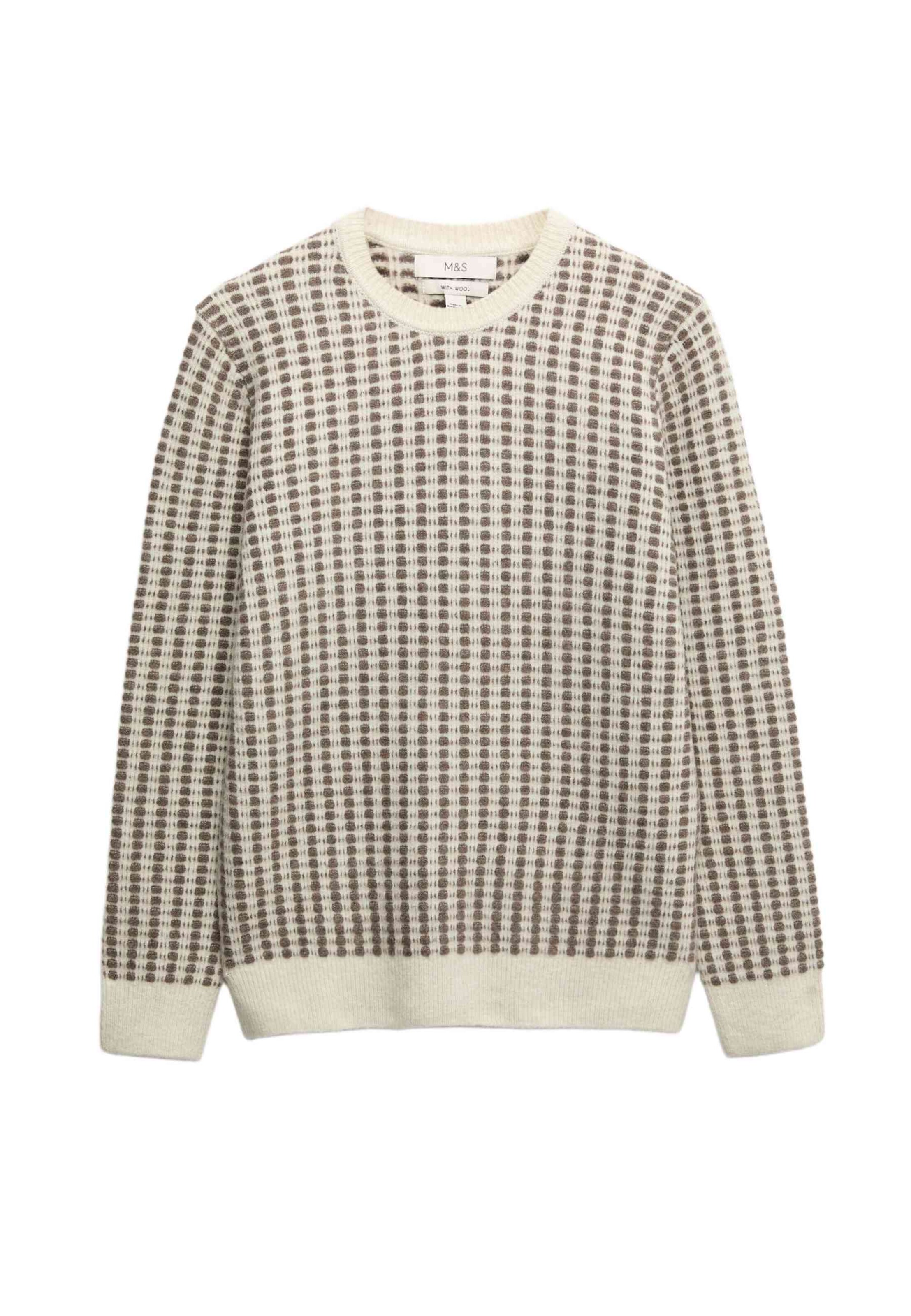 Marks & Spencer Pull-over en XXL en crème / brun foncé, Vue avec produit