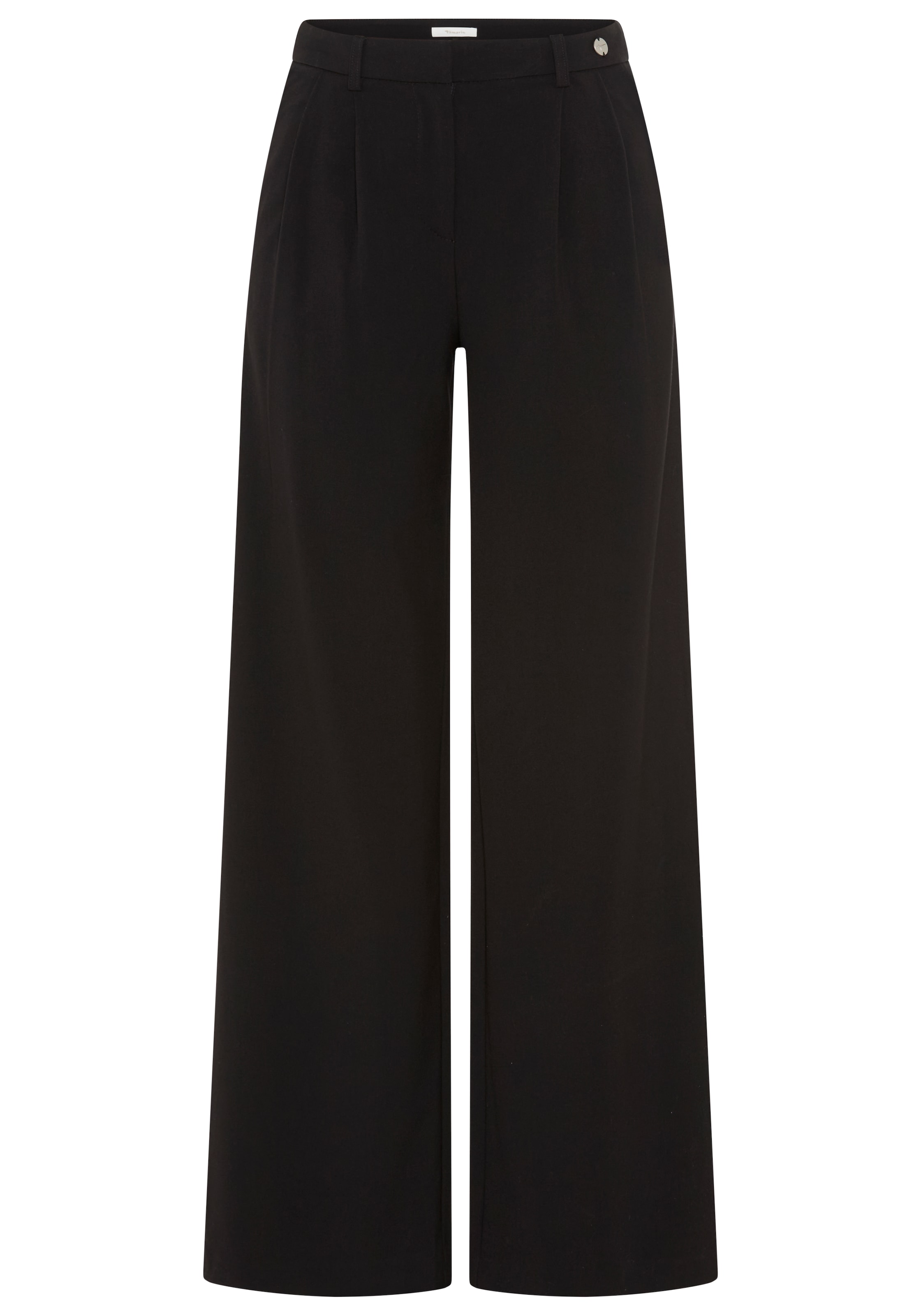 Tamaris Wide leg Pleat-Front Pants in Black: front