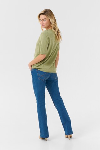 Cream Sweater 'Hanne' in Green