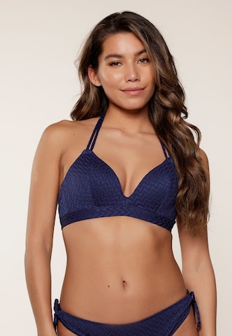 LingaDore Triangle Bikini Top in Blue: front