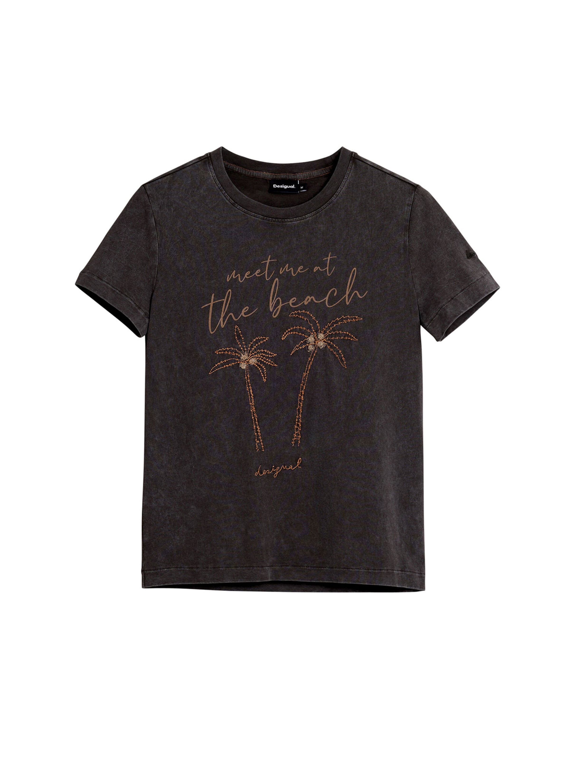 Desigual T-Shirt 'Palm Tree' in beige / orange / schwarz, Produktansicht