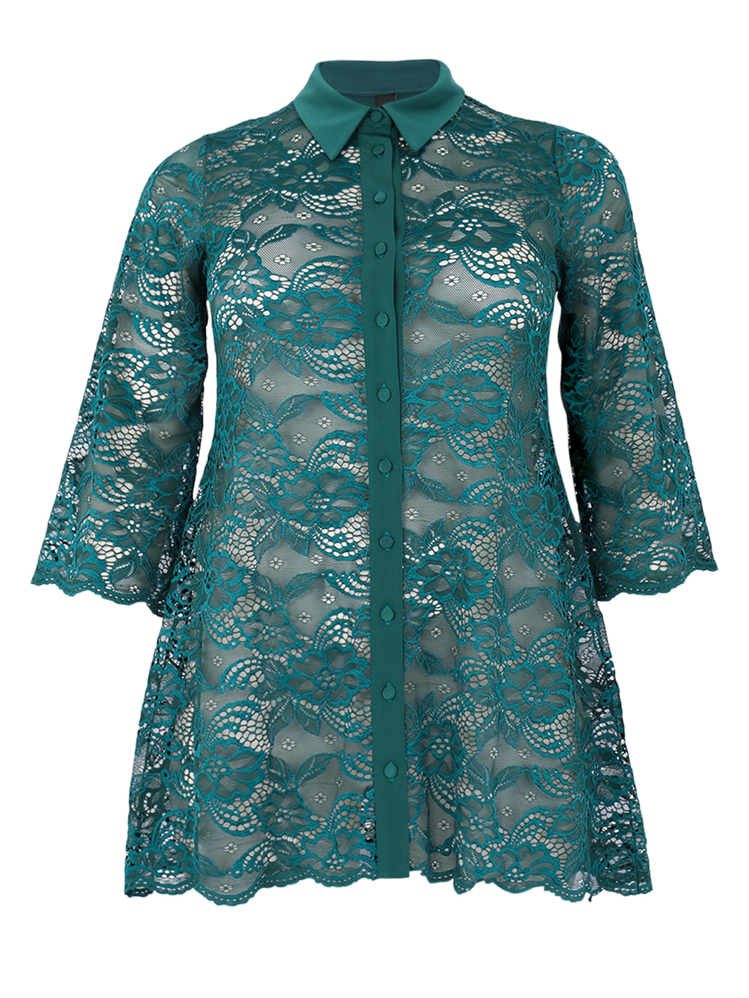 YOEK Bluse in dunkelgrün, Produktansicht