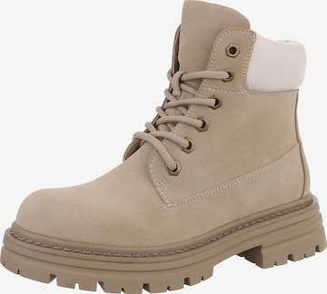 Ital-Design Schnürstiefelette in Braun: Vorderseite