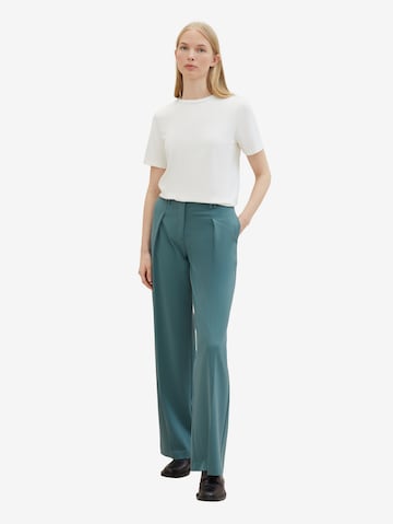 TOM TAILOR Wide leg Bandplooibroek 'Lea' in Groen