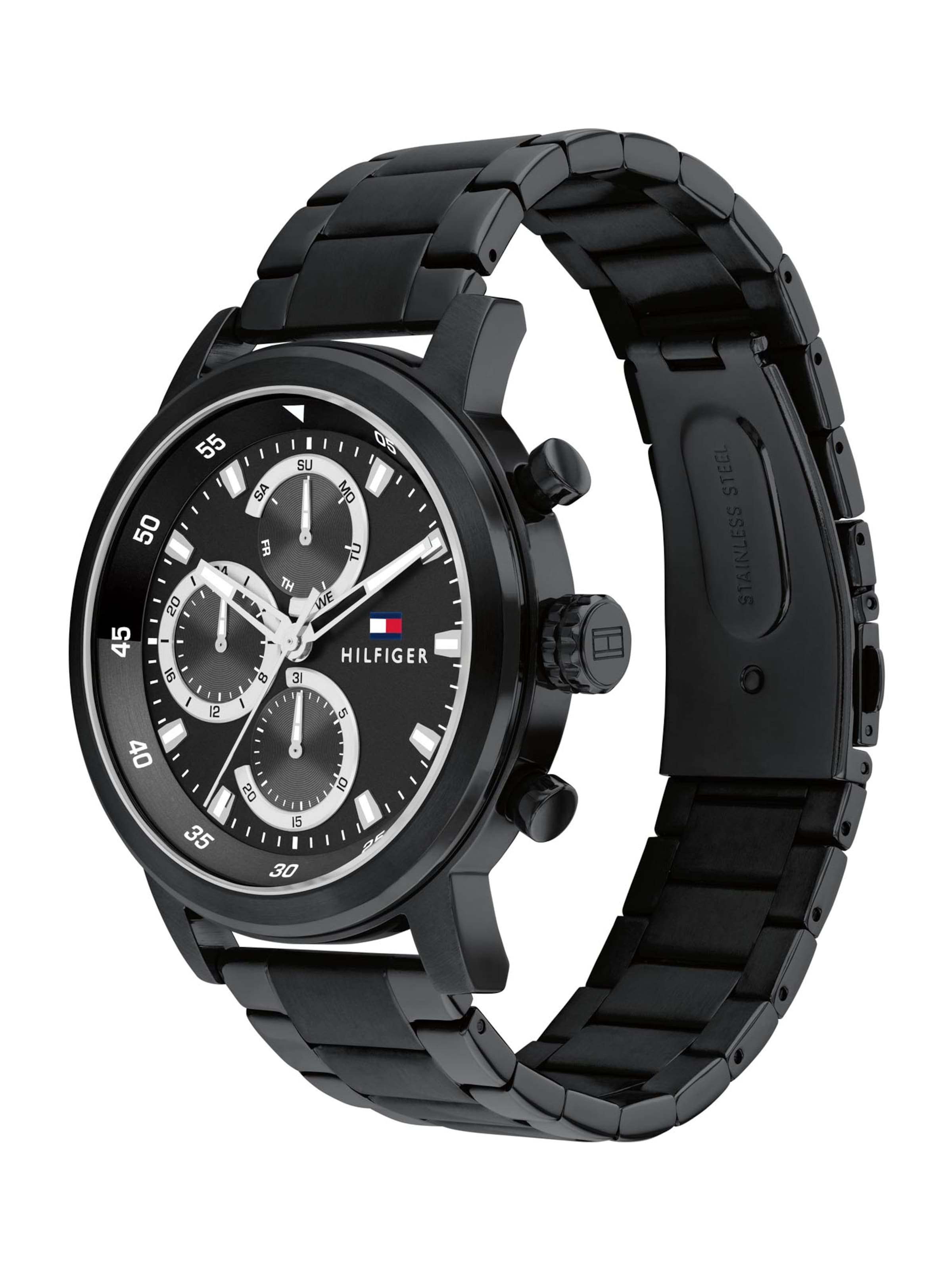 Ceas analogic 'Rocky' de la TOMMY HILFIGER pe negru: față