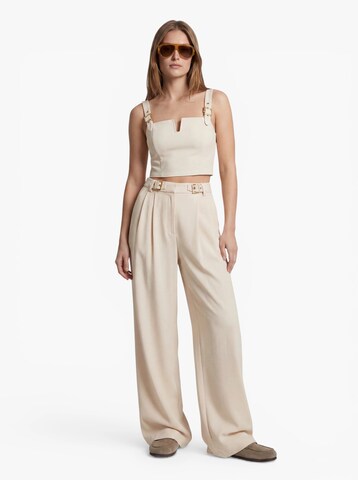 Hoermanseder Loosefit Bandplooibroek 'Gigi' in Beige