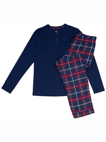 La V Pajamas long in Blue: front