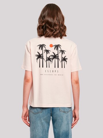 T-shirt 'Escape Discover the World Palm Trees Black' F4NT4STIC en rose