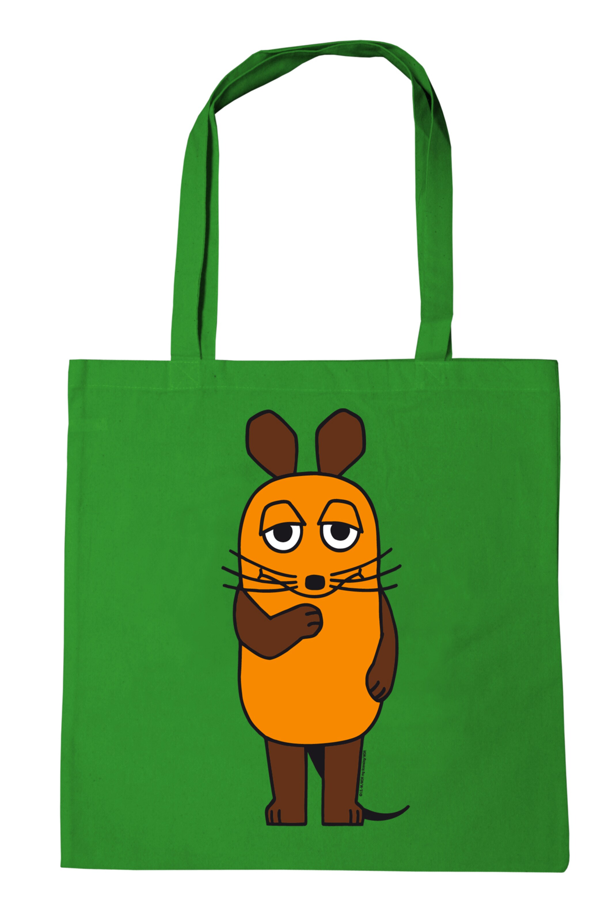 LOGOSHIRT Shopper 'Die Sendung mit der Maus' in Groen: voorkant