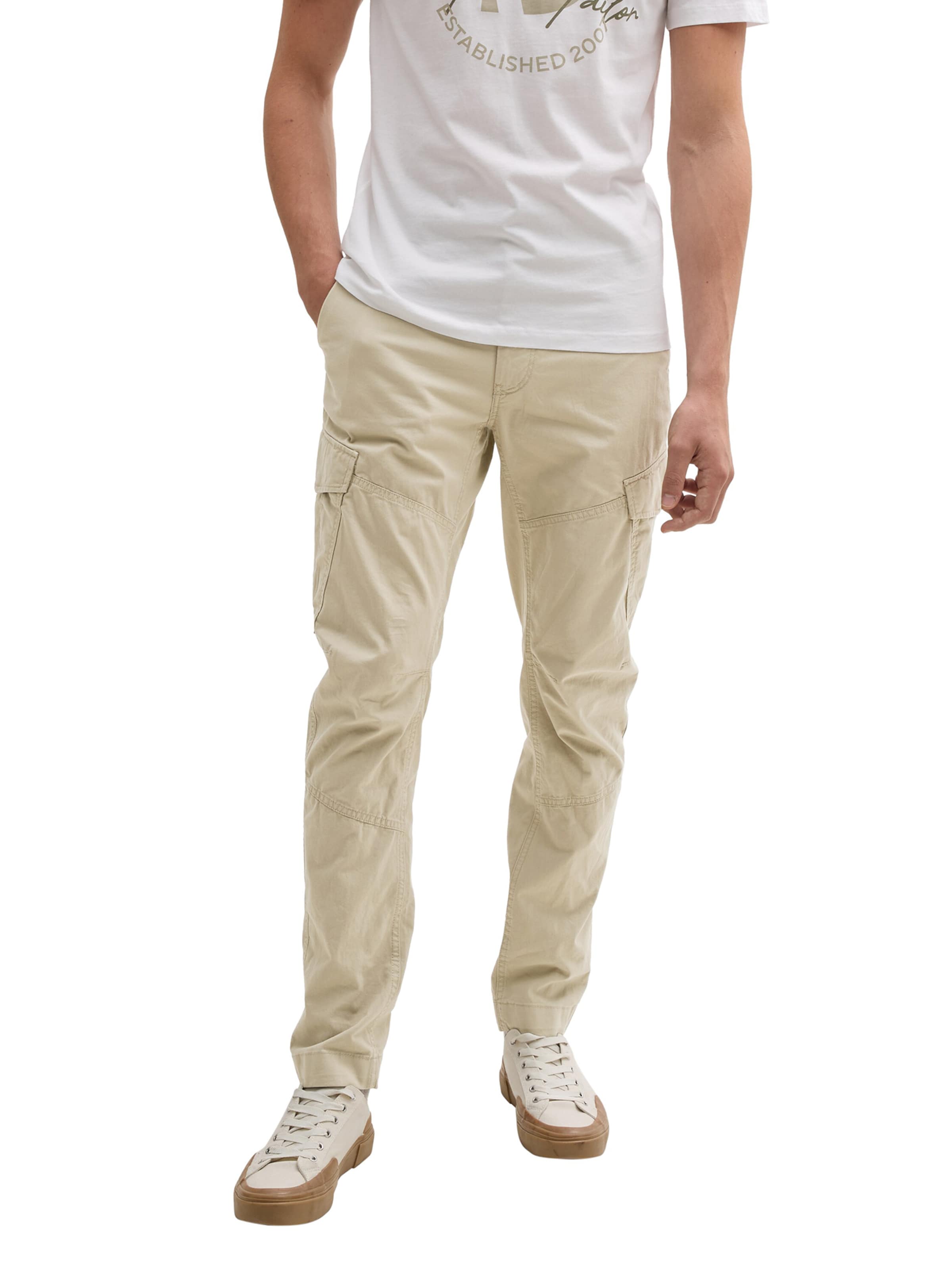 TOM TAILOR DENIM Tapered Cargobukser i beige: forside