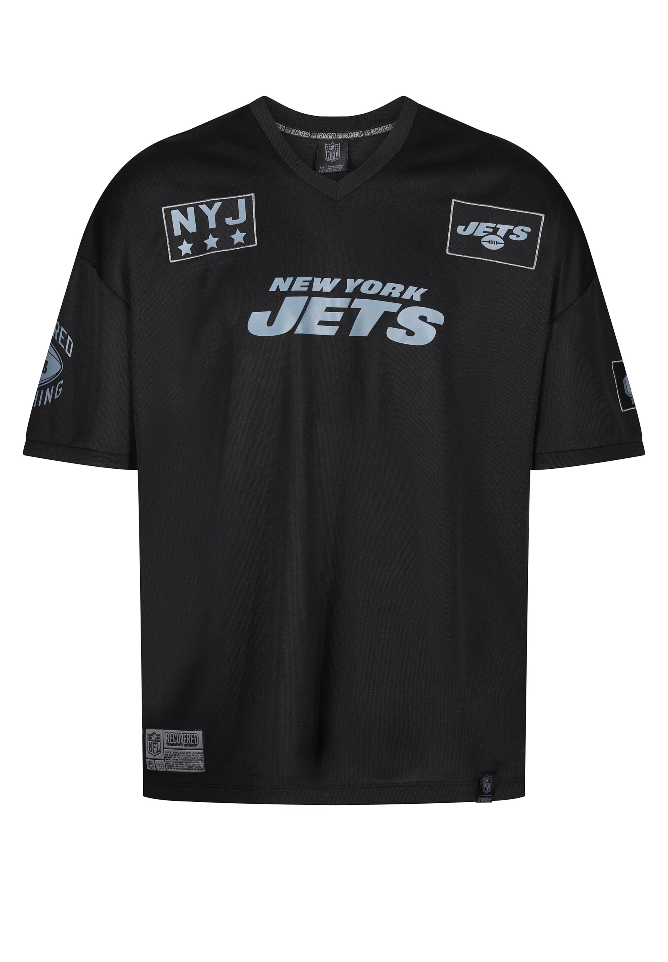 Recovered T-Shirt 'NFL Jets NYJ 60 Oversized' in Schwarz: Vorderseite
