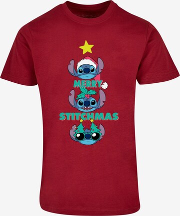 ABSOLUTE CULT Shirt 'Lilo And Stitch - Merry Stitchmas' in Rood: voorkant