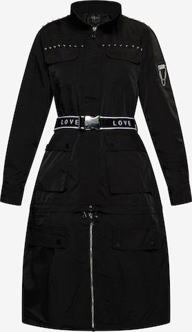 faina Between-Seasons Coat in Black: front