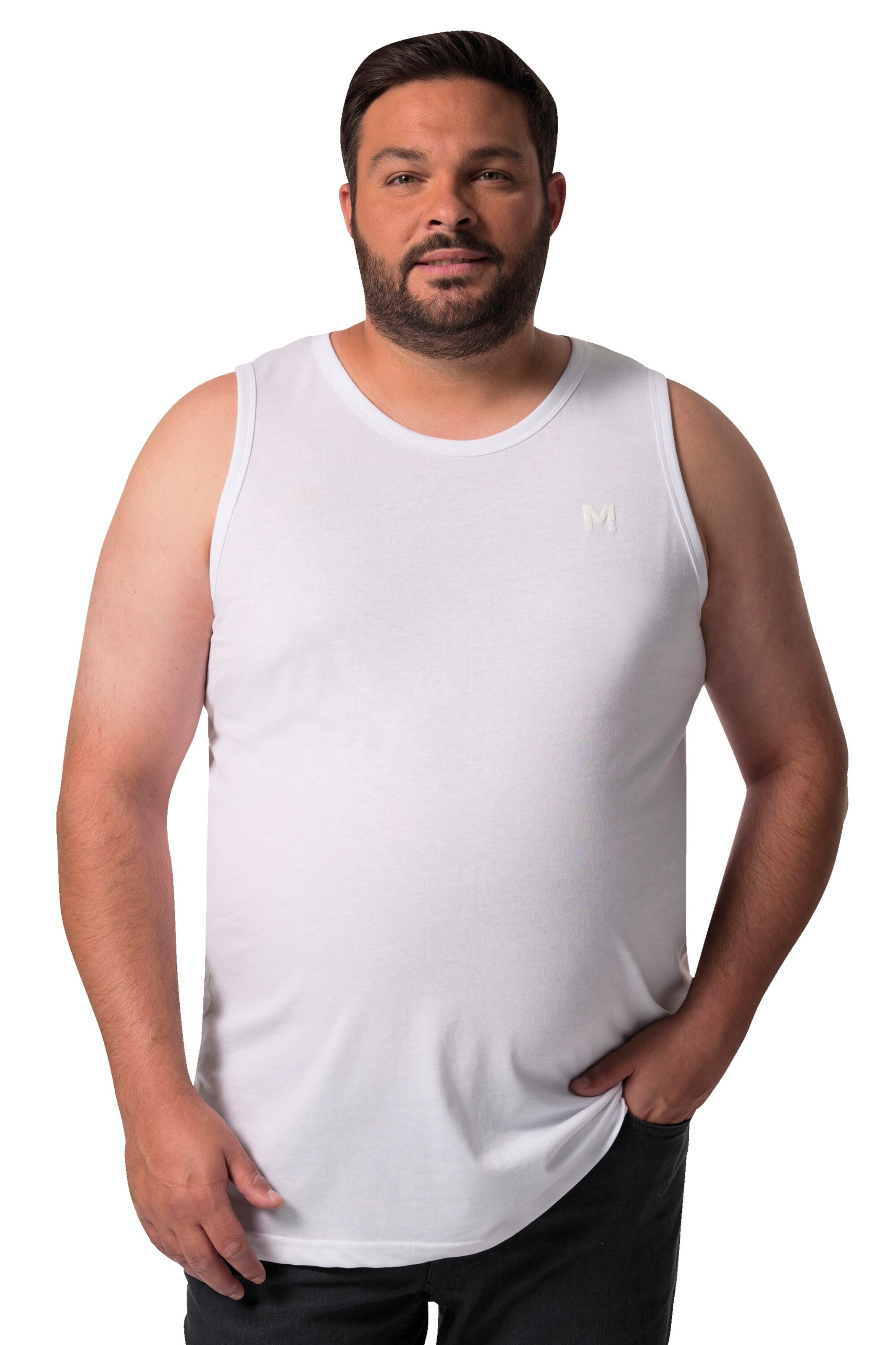 Men Plus Tank Top in Weiß: Vorderseite