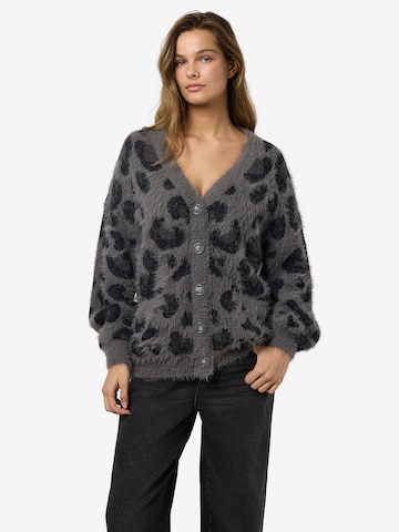 Noisy may Knit cardigan in Grey: front