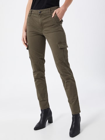 GUESS - Skinny Calças cargo em verde: frente