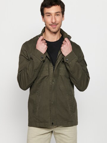 KOROSHI Between-Season Jacket in Green: front