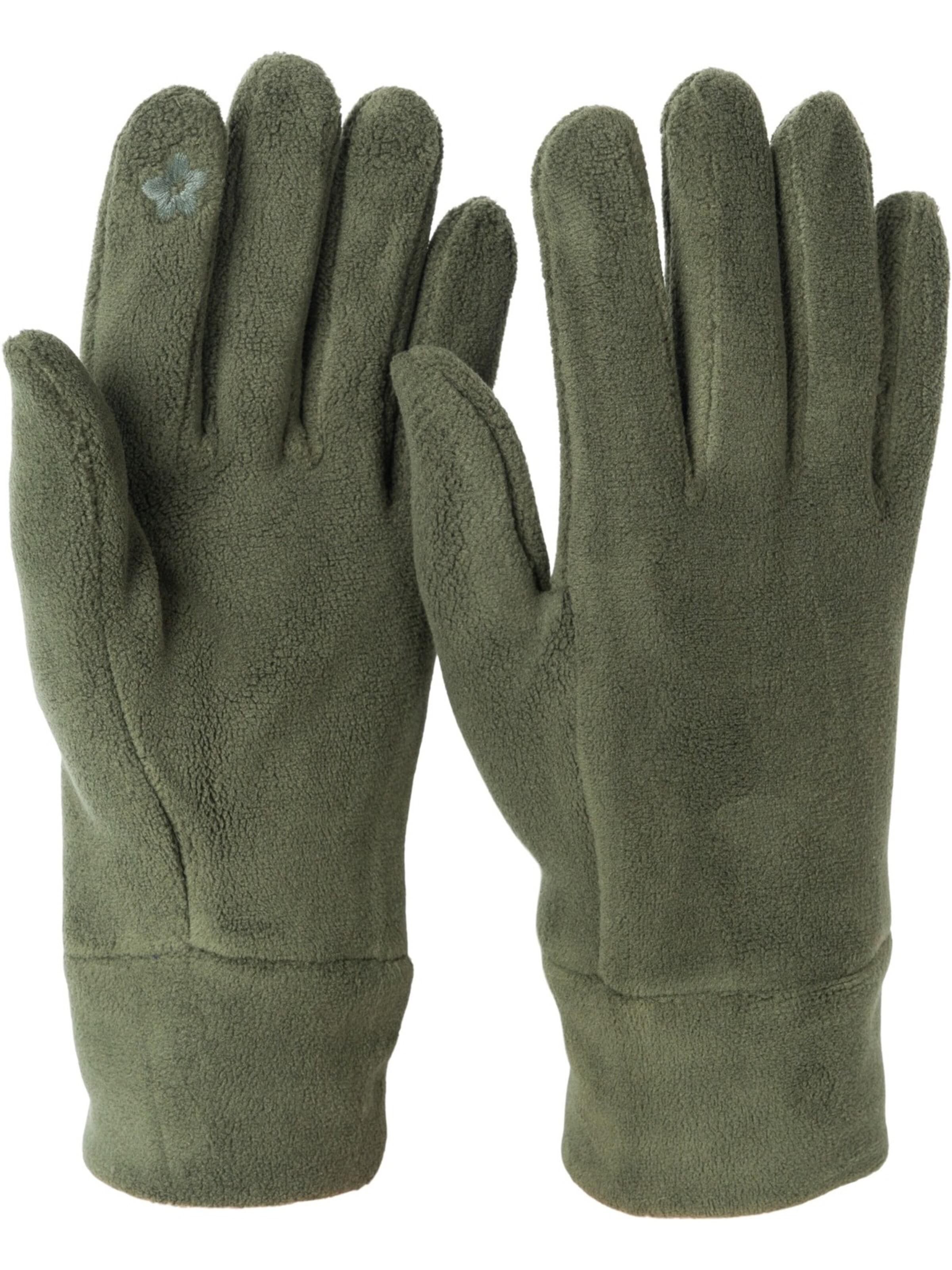 styleBREAKER Fingerhandschuhe 'Einfarbige Touchscreen Fleece Handschuhe'‌‌‌ in Grün: Vorderseite