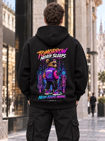 LUNØIR StudioSweater majica 'Tomorrow Never Sleeps' - crna boja