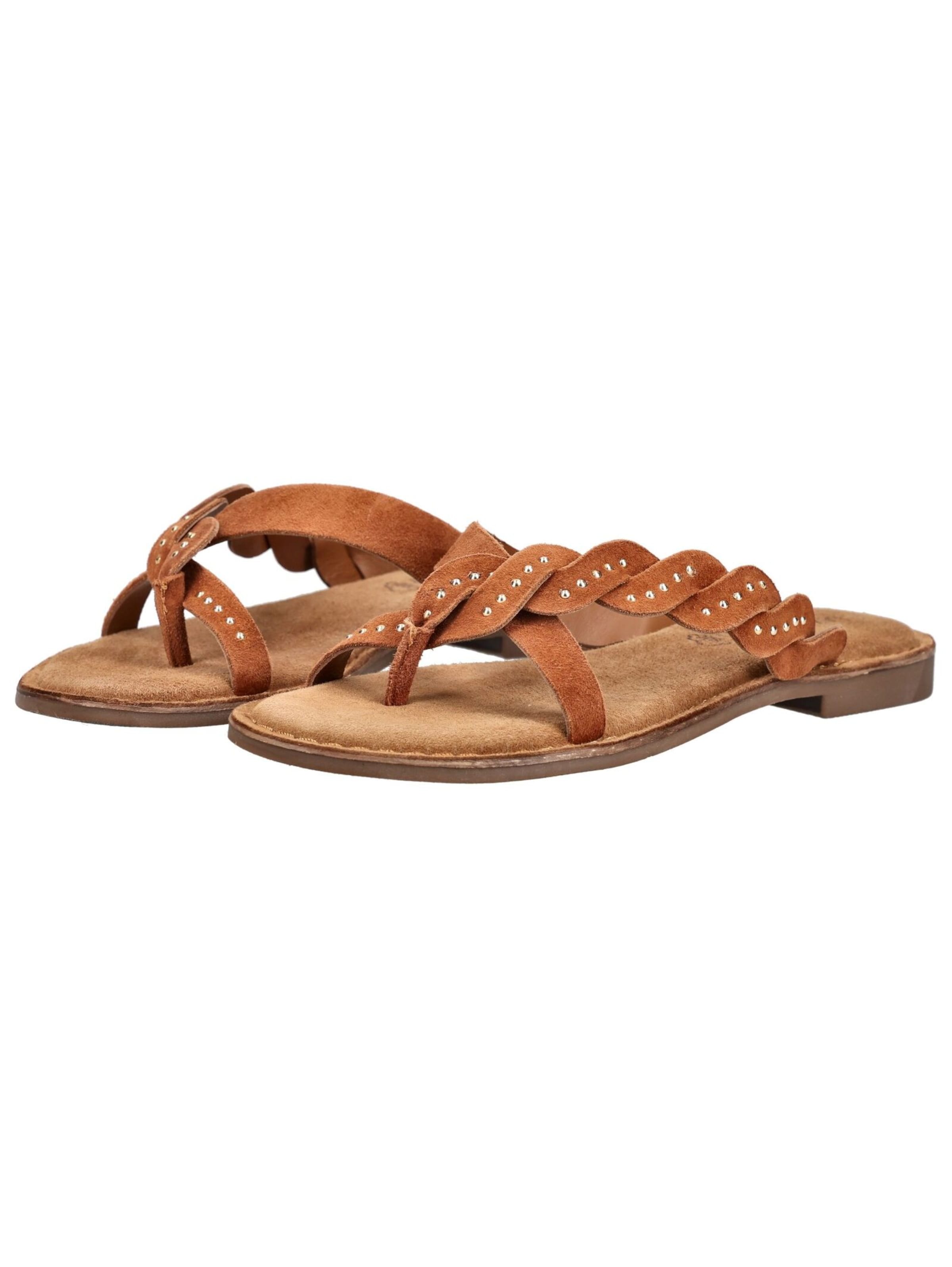 LAZAMANI T-Bar Sandals in Brown