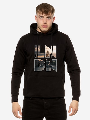 Felpa 'Skyline London - Weltenbummler' di Cotton Prime in nero: frontale