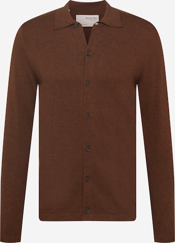 SELECTED HOMME Knit Cardigan 'BERG' in Brown: front