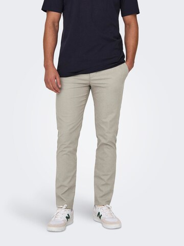 Coupe slim Pantalon 'Mark Pete' Only & Sons en gris : devant