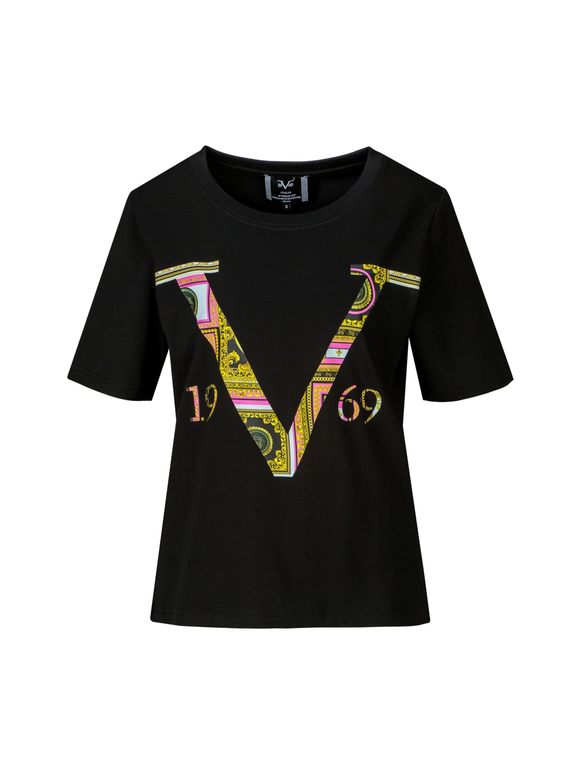 19V69 ITALIA T-shirt en L en mélange de couleurs / noir, Vue avec produit