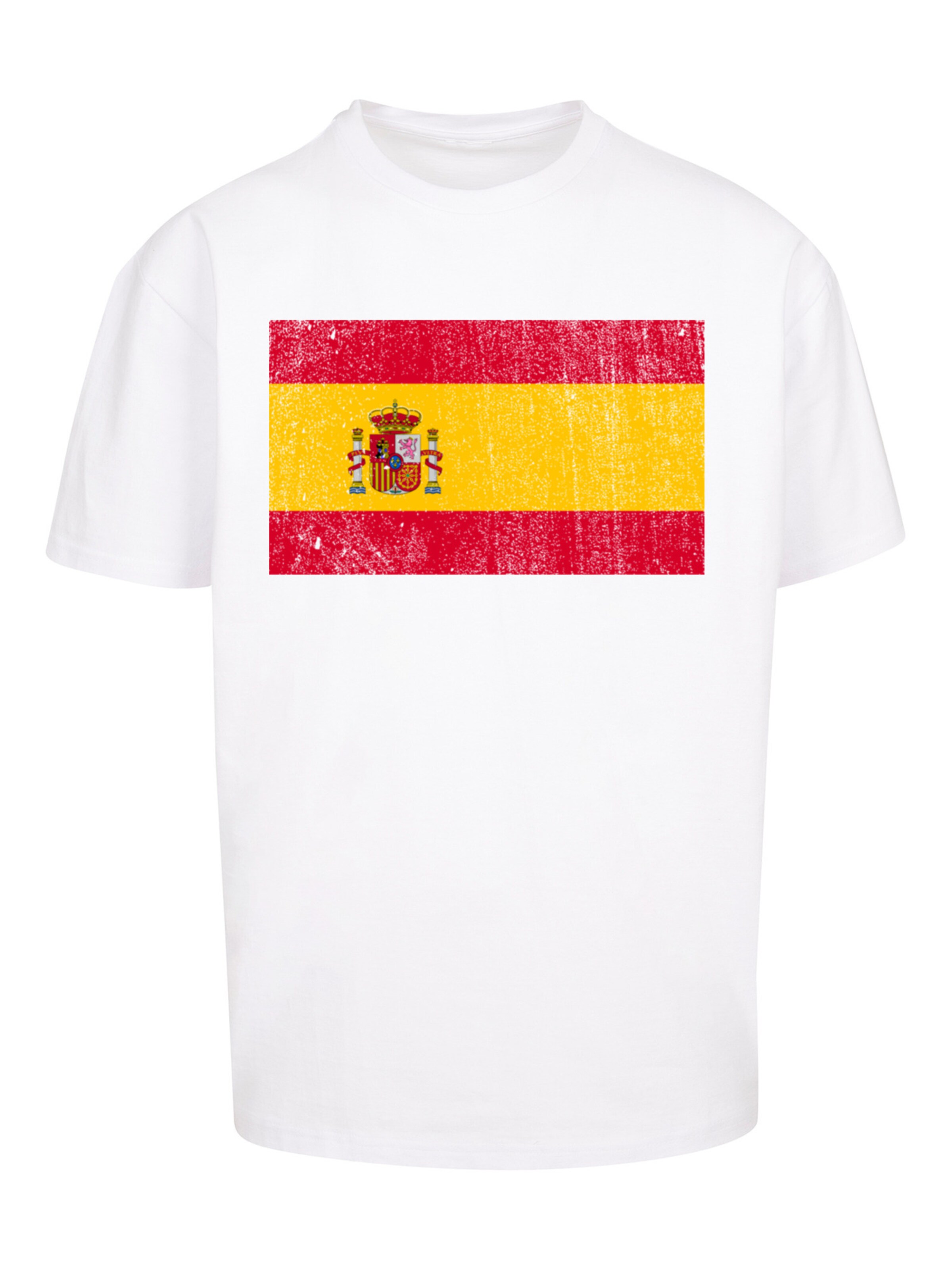 F4NT4STIC Shirt 'Spain Spanien Flagge distressed' in Wit: voorkant