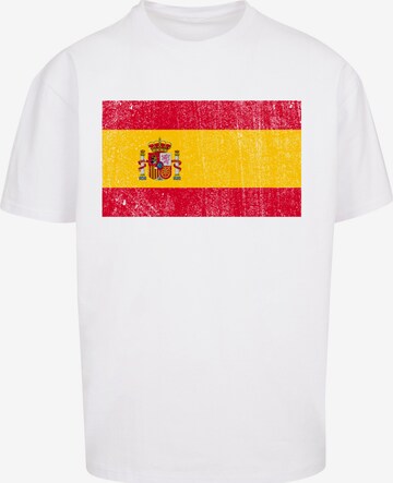 F4NT4STIC Shirt 'Spain Spanien Flagge distressed' in Weiß: predná strana