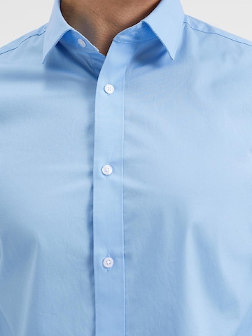 WE Fashion Slim fit Button Up Shirt in Blue