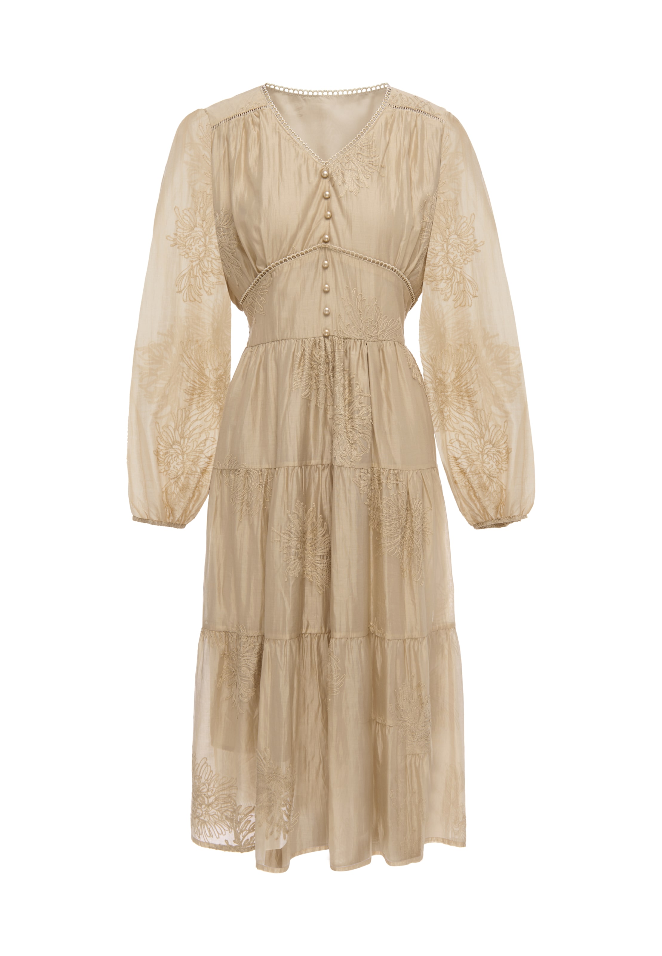 Usha Jurk in Beige: voorkant