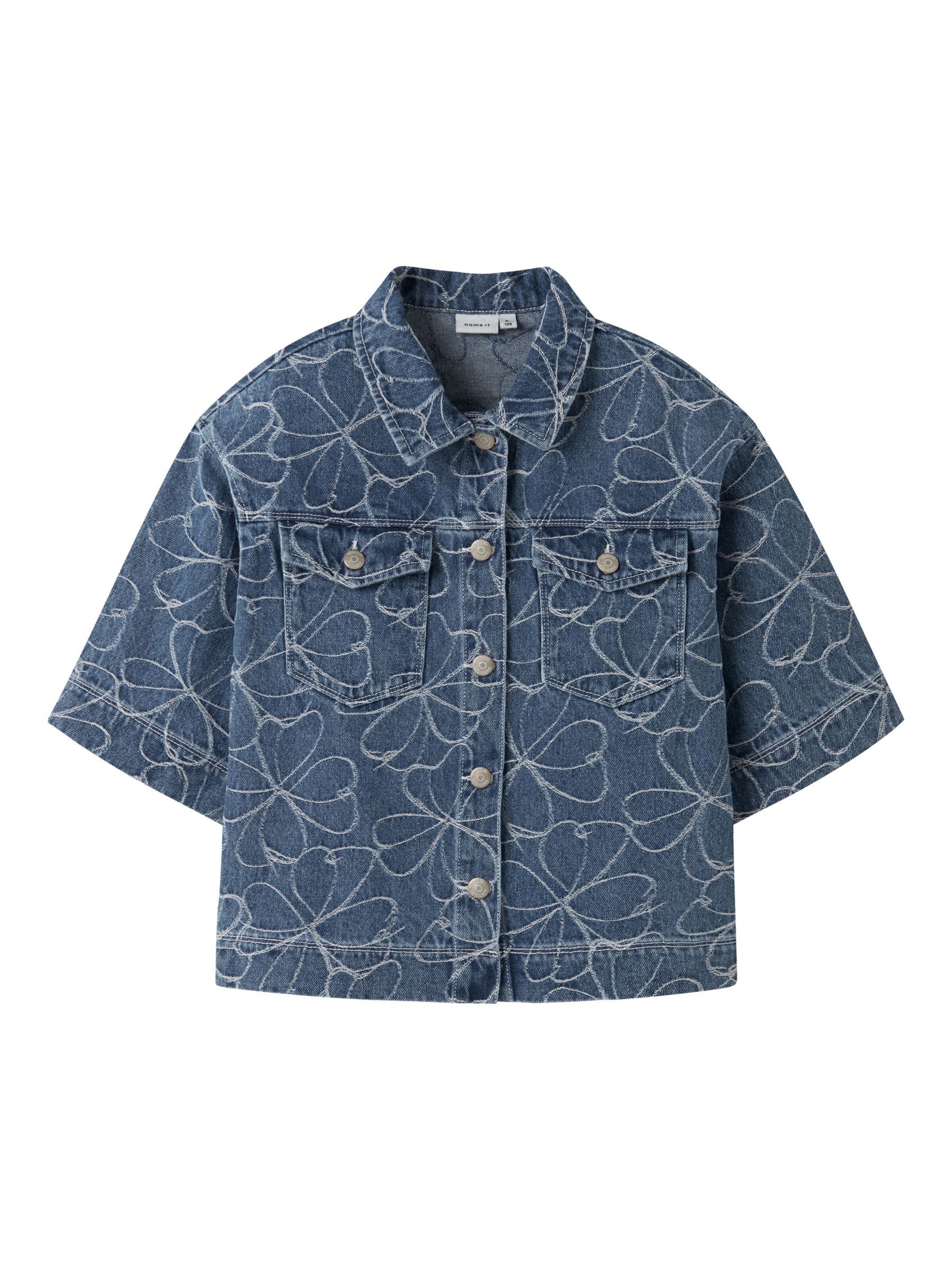 NAME IT Bluse in blue denim / weiß, Produktansicht