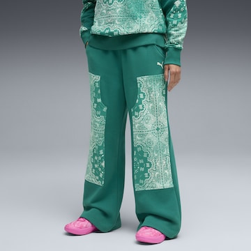 PUMA Wide leg Sportbroek 'Shooting Stars' in Groen: voorkant