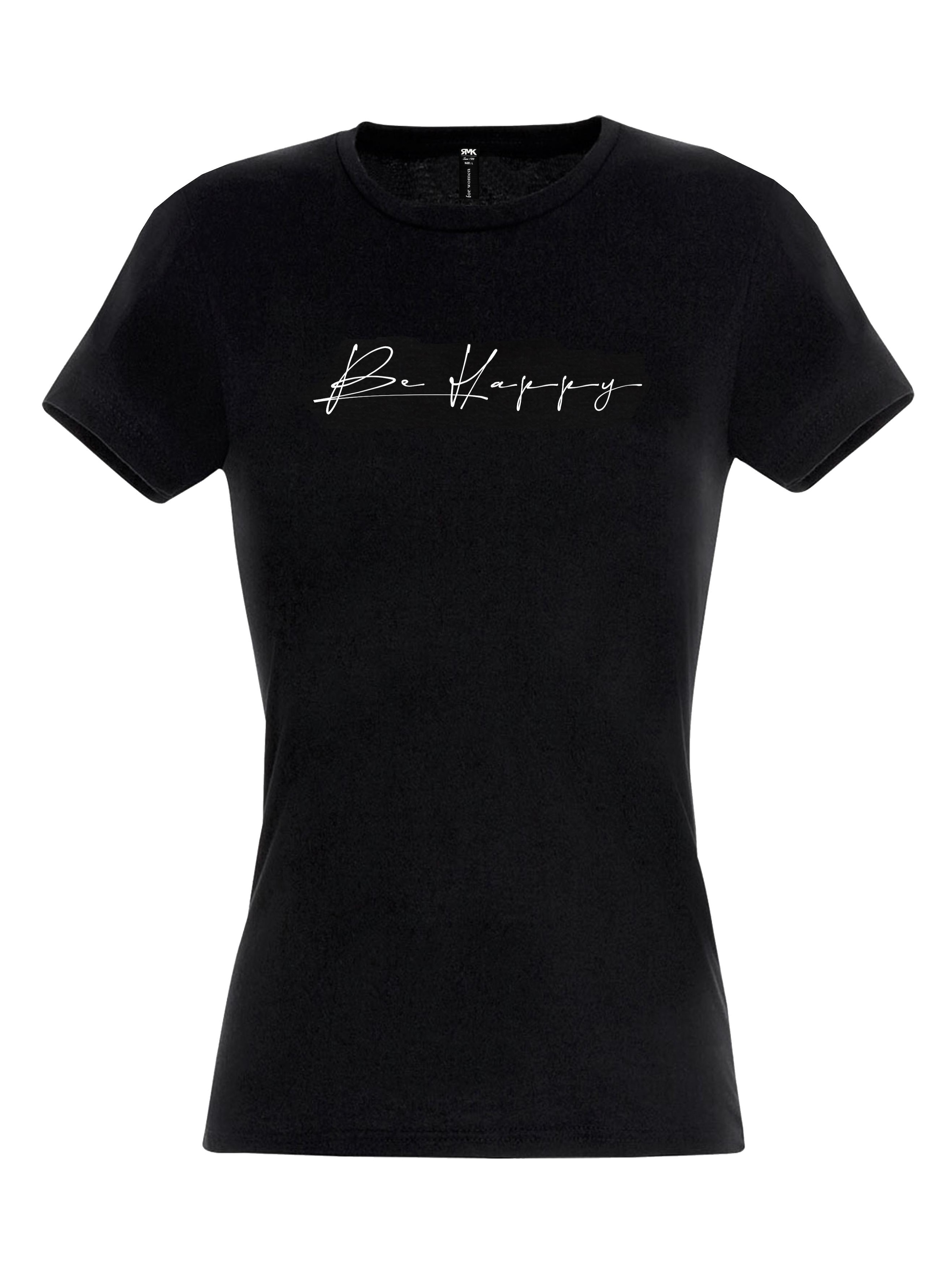 RMK Shirt 'Be Happy'‌‌‌‌‌‌‌ in Schwarz: Vorderseite