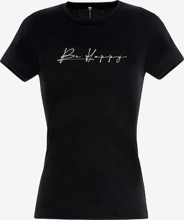 RMK Shirt 'Be Happy' in Schwarz: Vorderseite