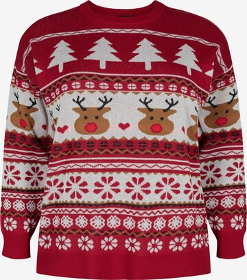 Zizzi Sweater 'RUDOLF' in Red: front